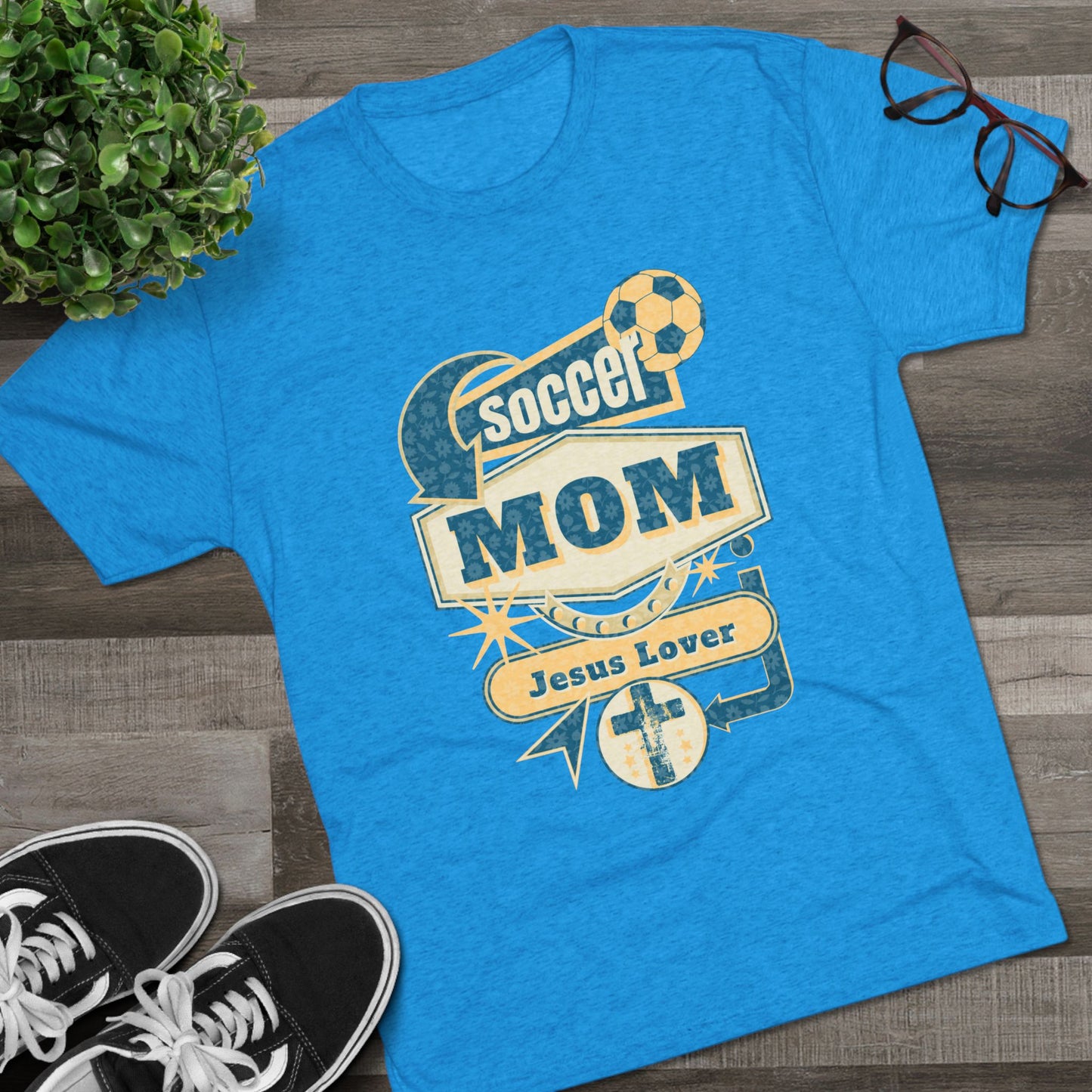 Jesus and Soccer - Tri-Blend T-Shirt, Unisex - Ultra Comfort - Relaxed Fit Tee