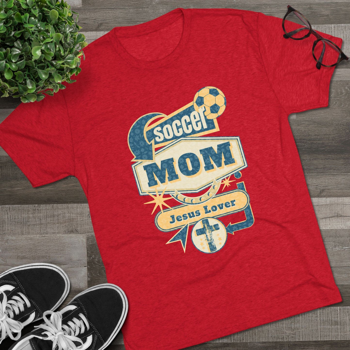 Jesus and Soccer - Tri-Blend T-Shirt, Unisex - Ultra Comfort - Relaxed Fit Tee